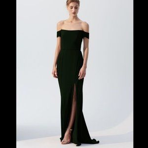 Amsale Eden Off The Shoulder Black Floor Length Bridesmaid Dress